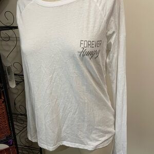 Forever hungry White Long Sleeve Top back cutout M beacon cover up